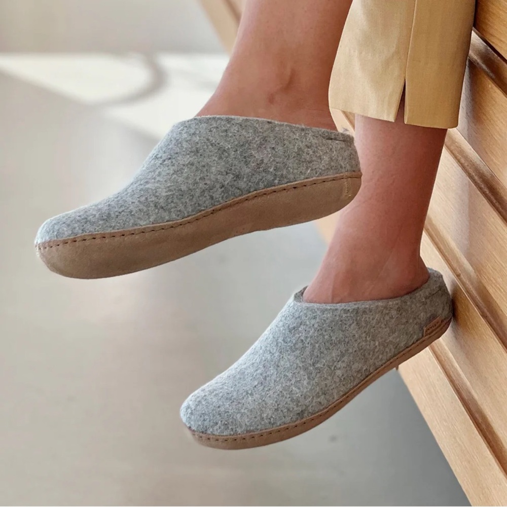 GLERUPS - SLIP-ON WITH LEATHER SOLE - GREY - NWT